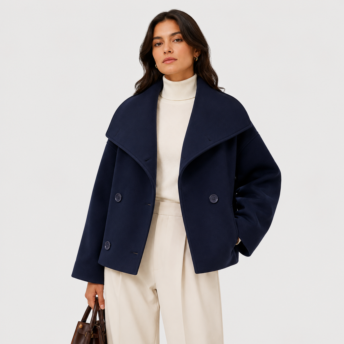 Double Breasted Jacket, Relaxed Fit Warm Outerwear