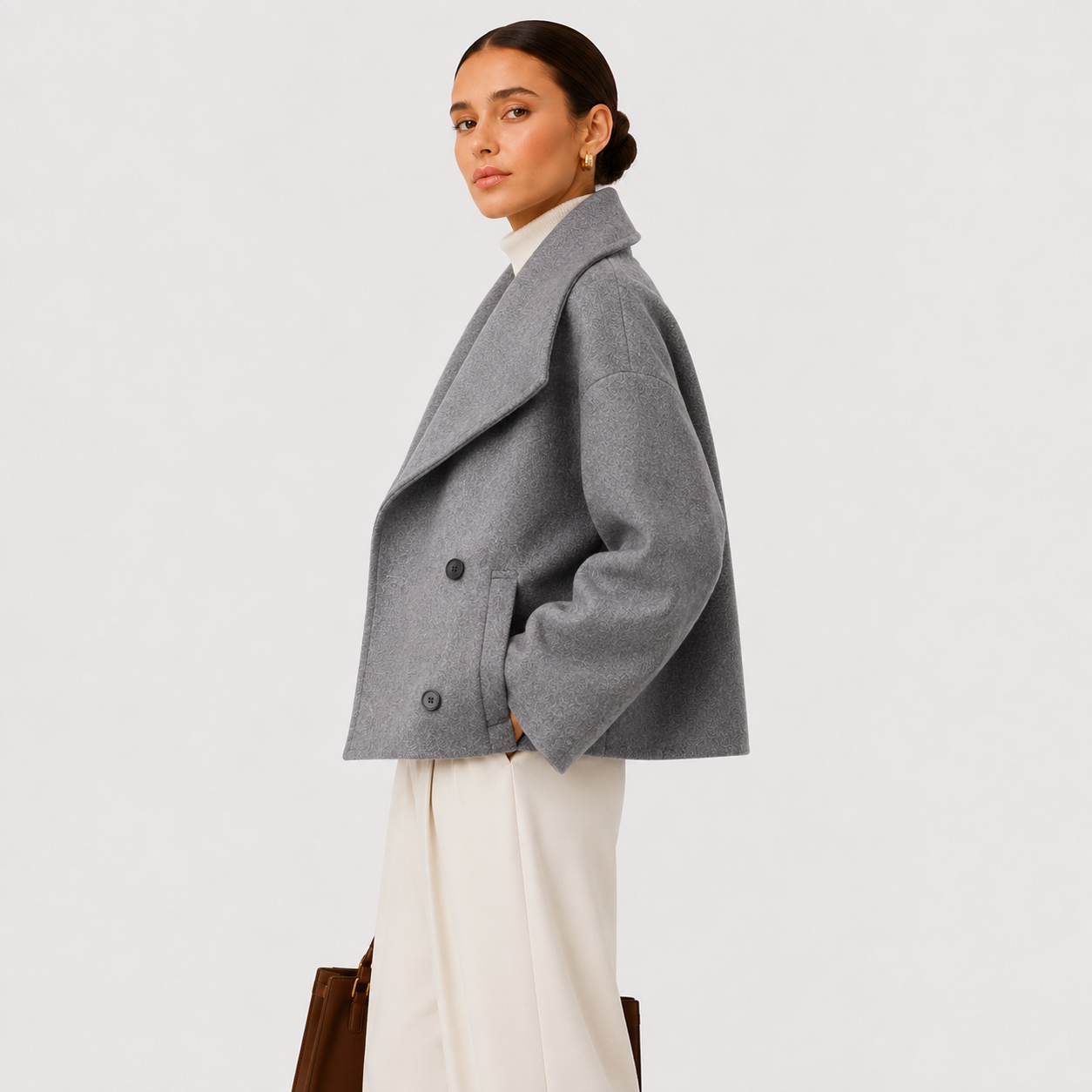 Double Breasted Jacket, Relaxed Fit Warm Outerwear