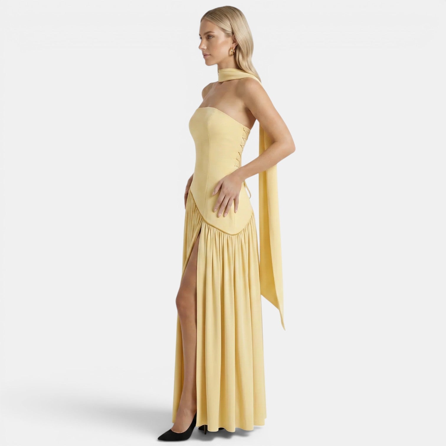 Strapless Maxi Dress, Flowing Lightweight Summer Gown