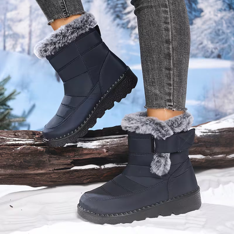 Quilted Snow Boots, Faux Fur Lined Lug Sole Winter Boot