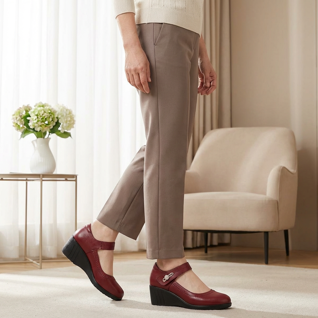 Leather Mary Jane Pumps, Cushioned 1.5 Inch Mid Heel