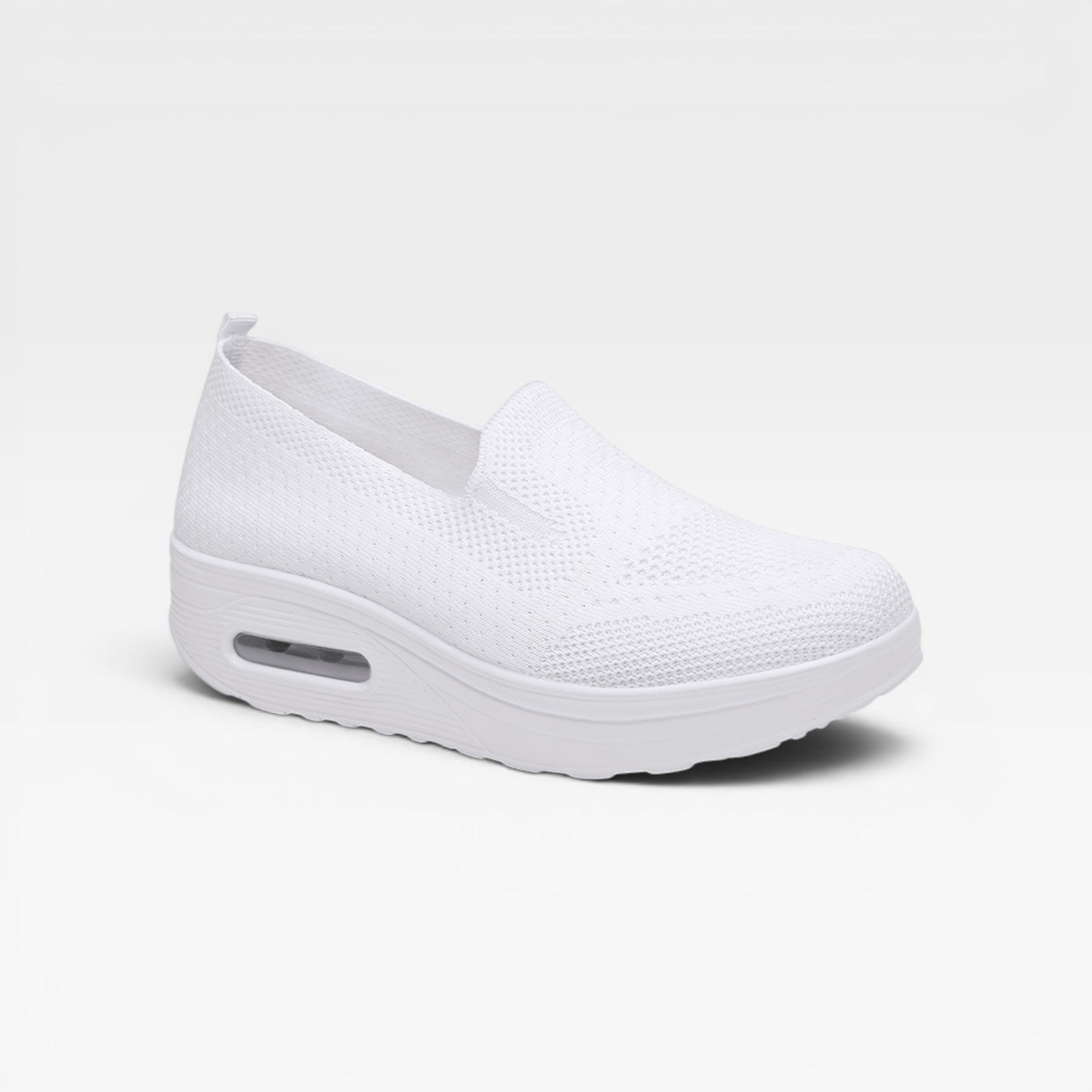 Air Cushion Platform Trainers, Breathable Knit Slip Ons