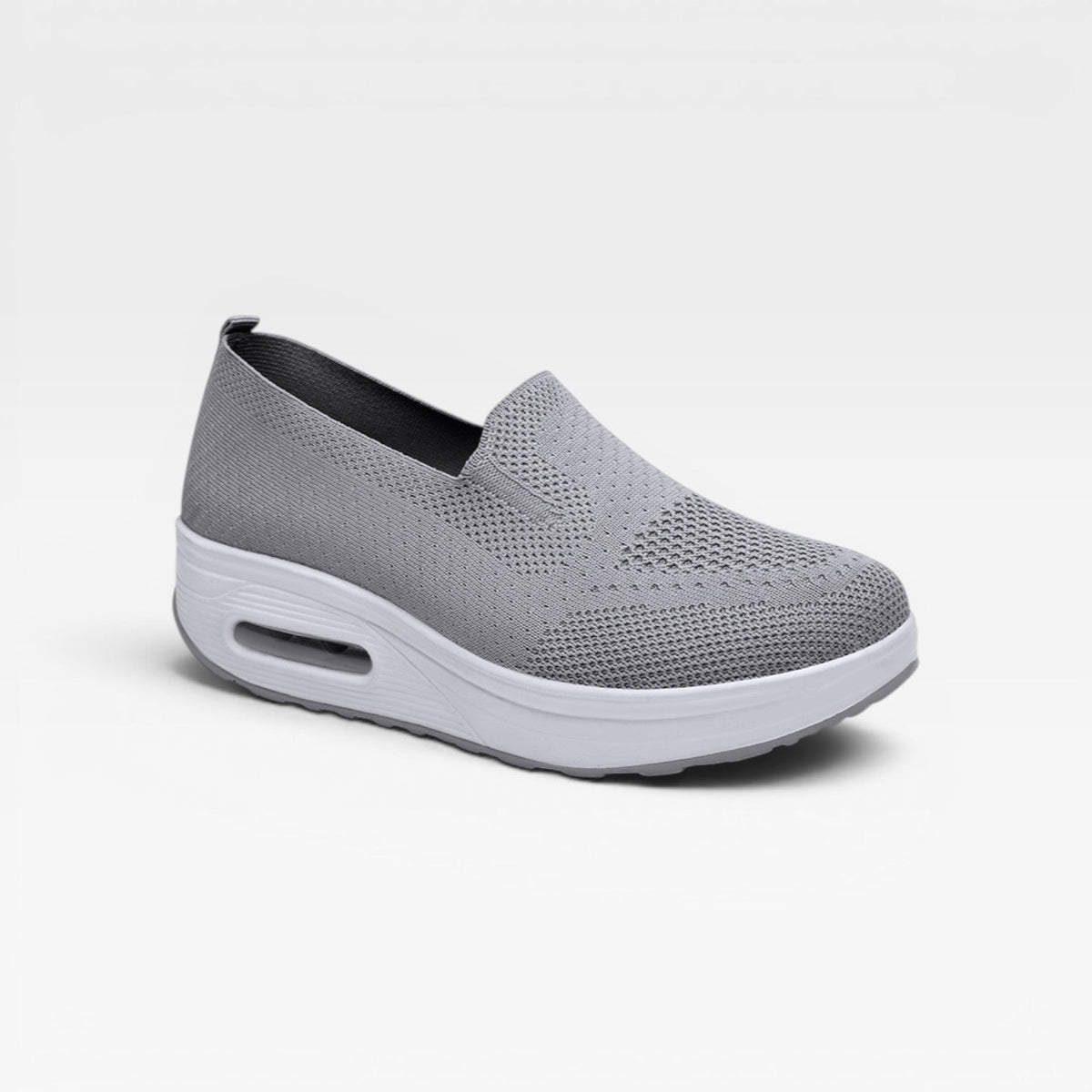 Air Cushion Platform Trainers, Breathable Knit Slip Ons