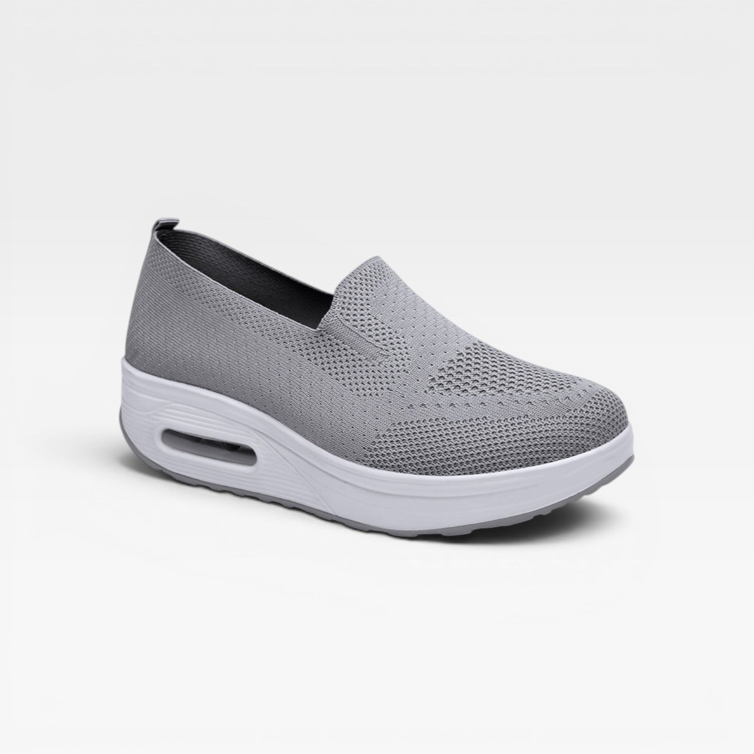 Air Cushion Platform Trainers, Breathable Knit Slip Ons