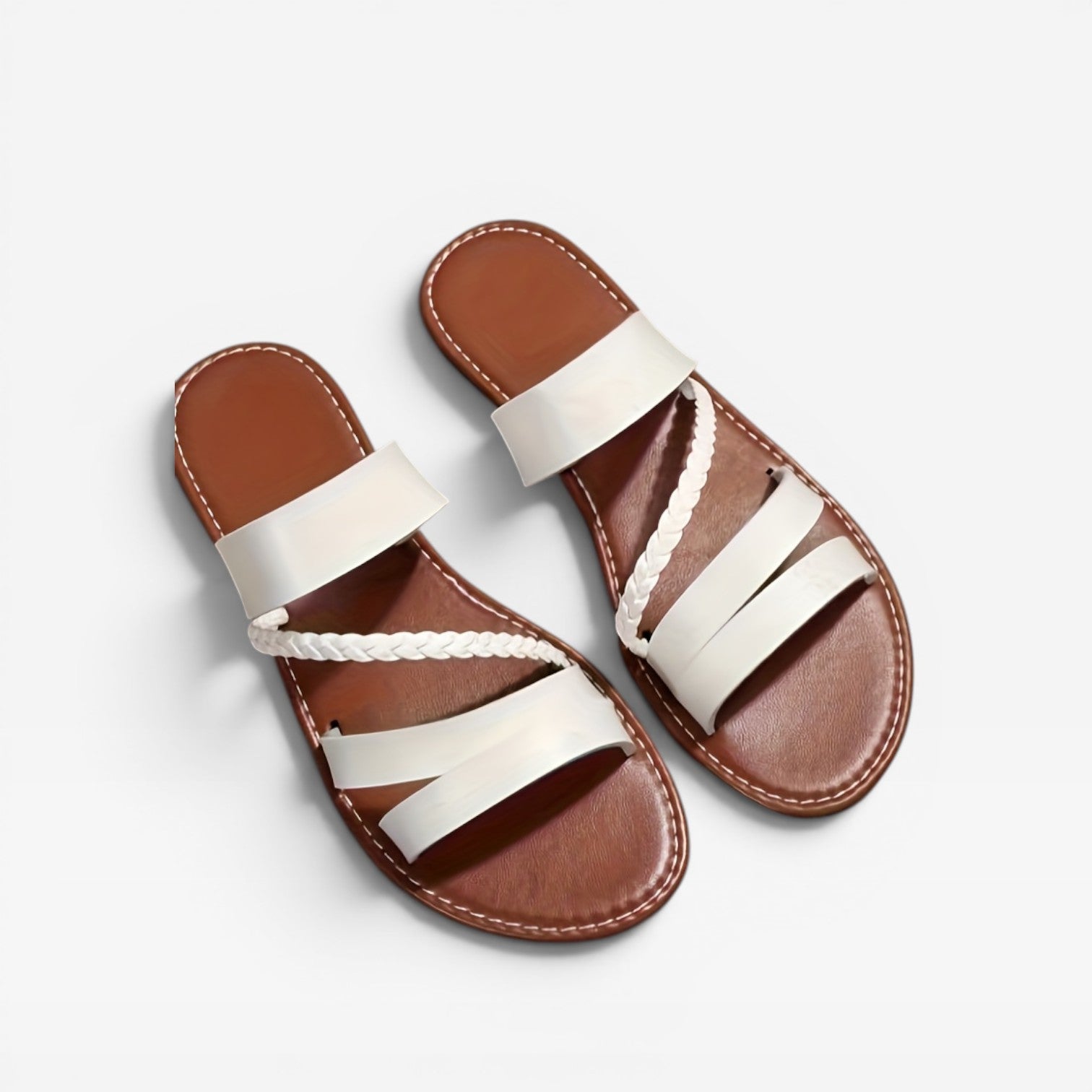 Braided Woven Slide Sandals, Open Toe Flat Summer Shoes