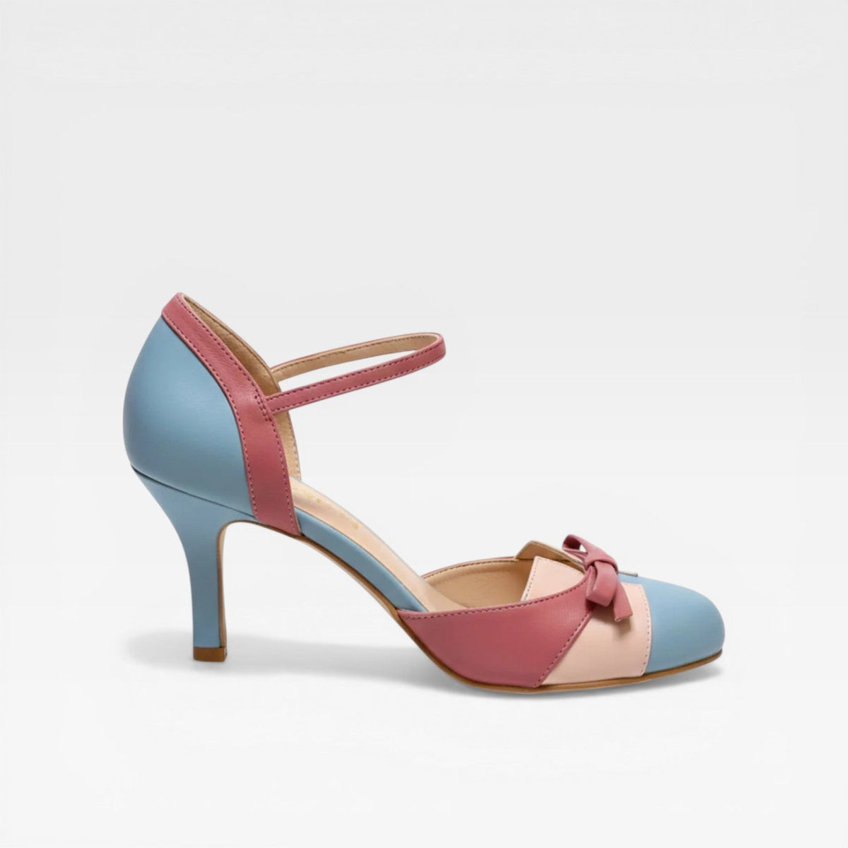 Two Tone Kitten Heel Pumps, Vintage Mary Jane Strap