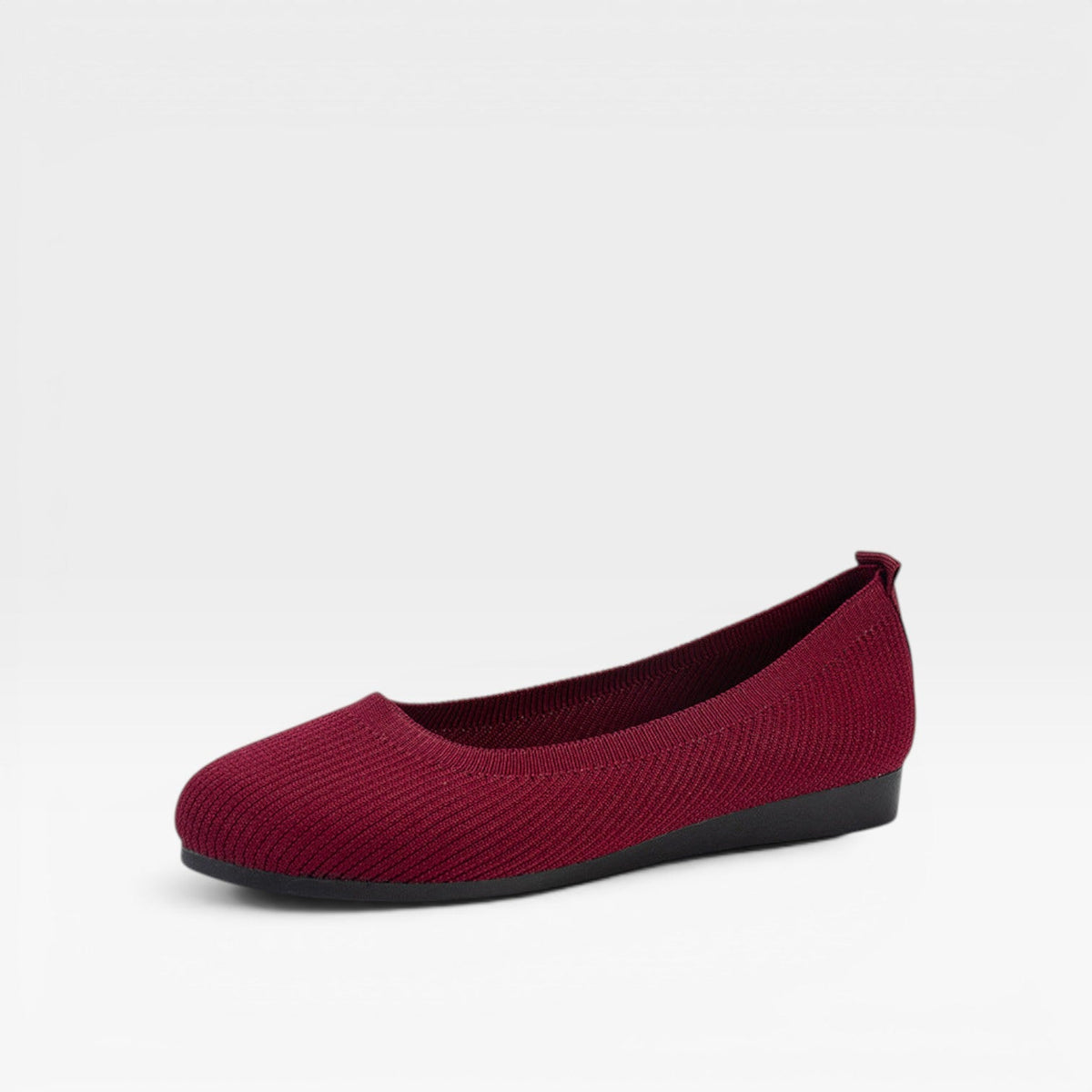 Knit Ballet Flats, Cushioned Round Toe Slip On Shoes