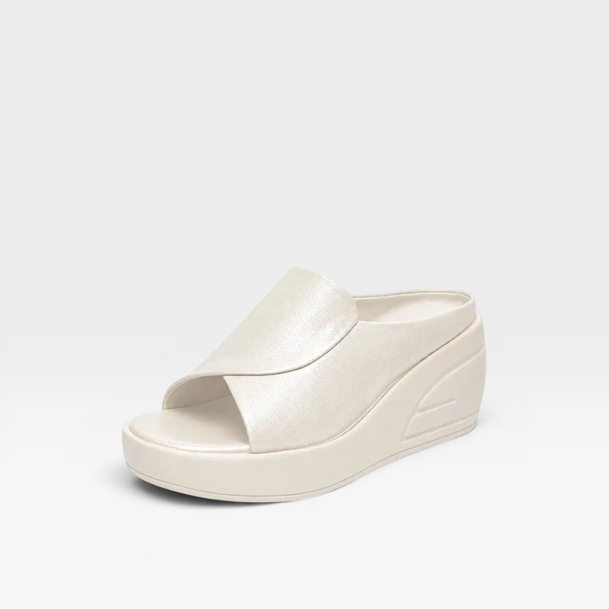 Leather Wedge Mules, Open Toe Slip On Platform Sandal