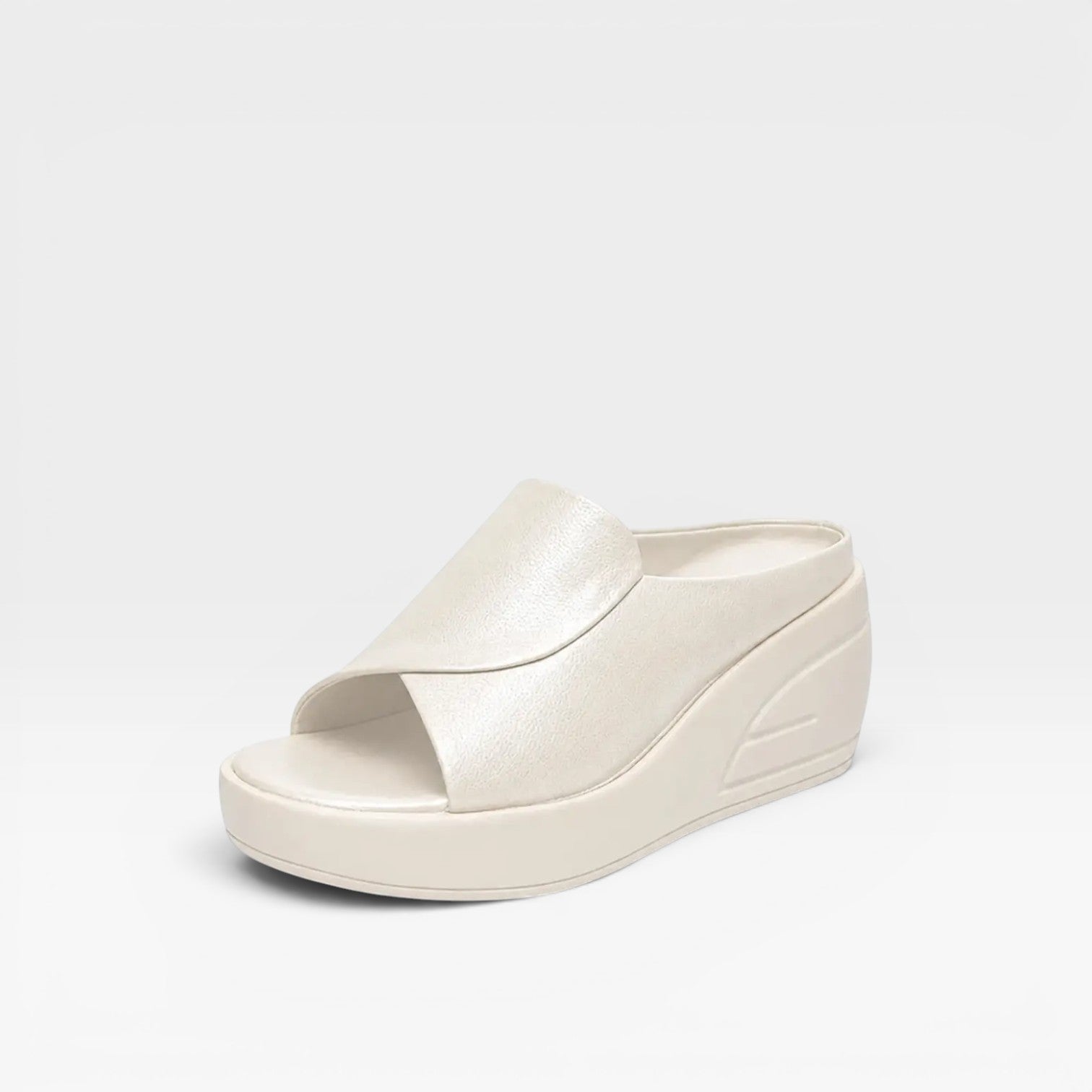 Leather Wedge Mules, Open Toe Slip On Platform Sandal