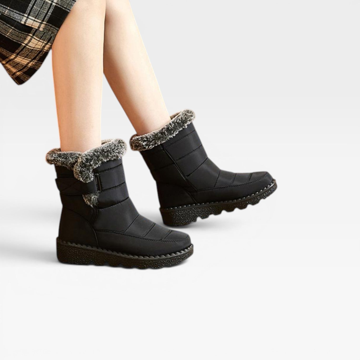 Quilted Snow Boots, Faux Fur Lined Lug Sole Winter Boot