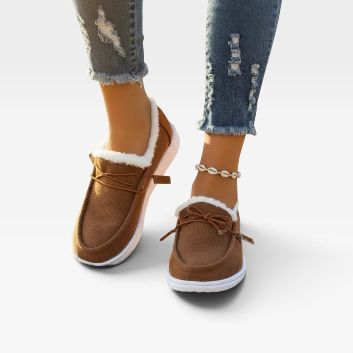 Faux Fur Lined Canvas Slip On Shoes, Cosy Flat Trainers