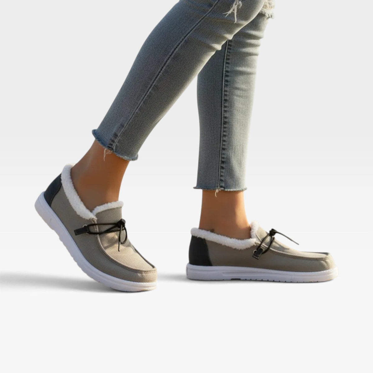 Faux Fur Lined Canvas Slip On Shoes, Cosy Flat Trainers