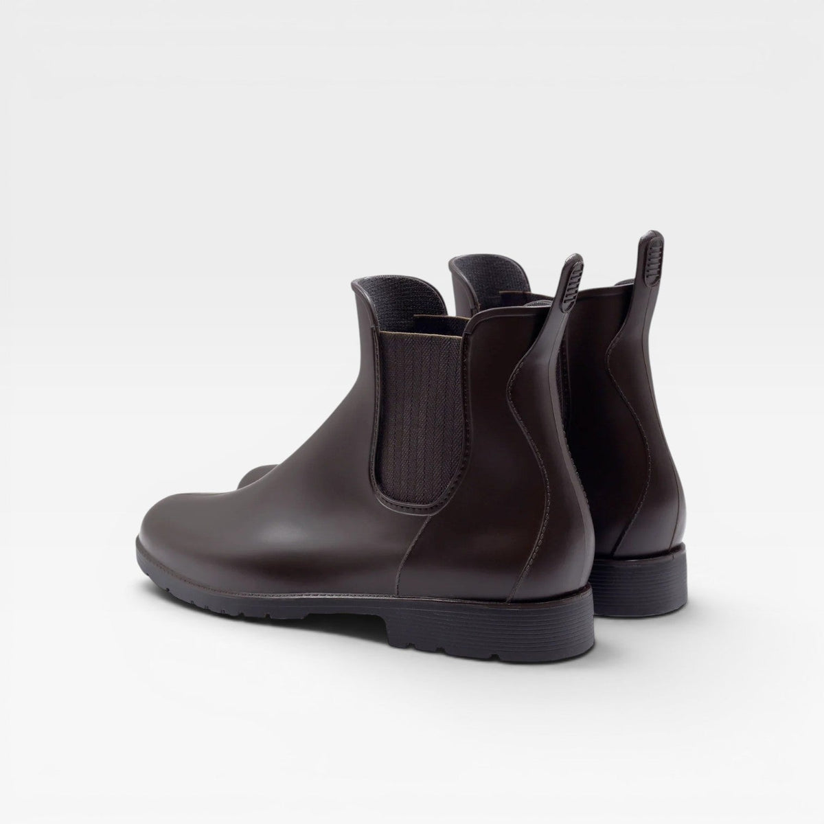Waterproof Chelsea Rain Boots, Glossy Block Heel Style