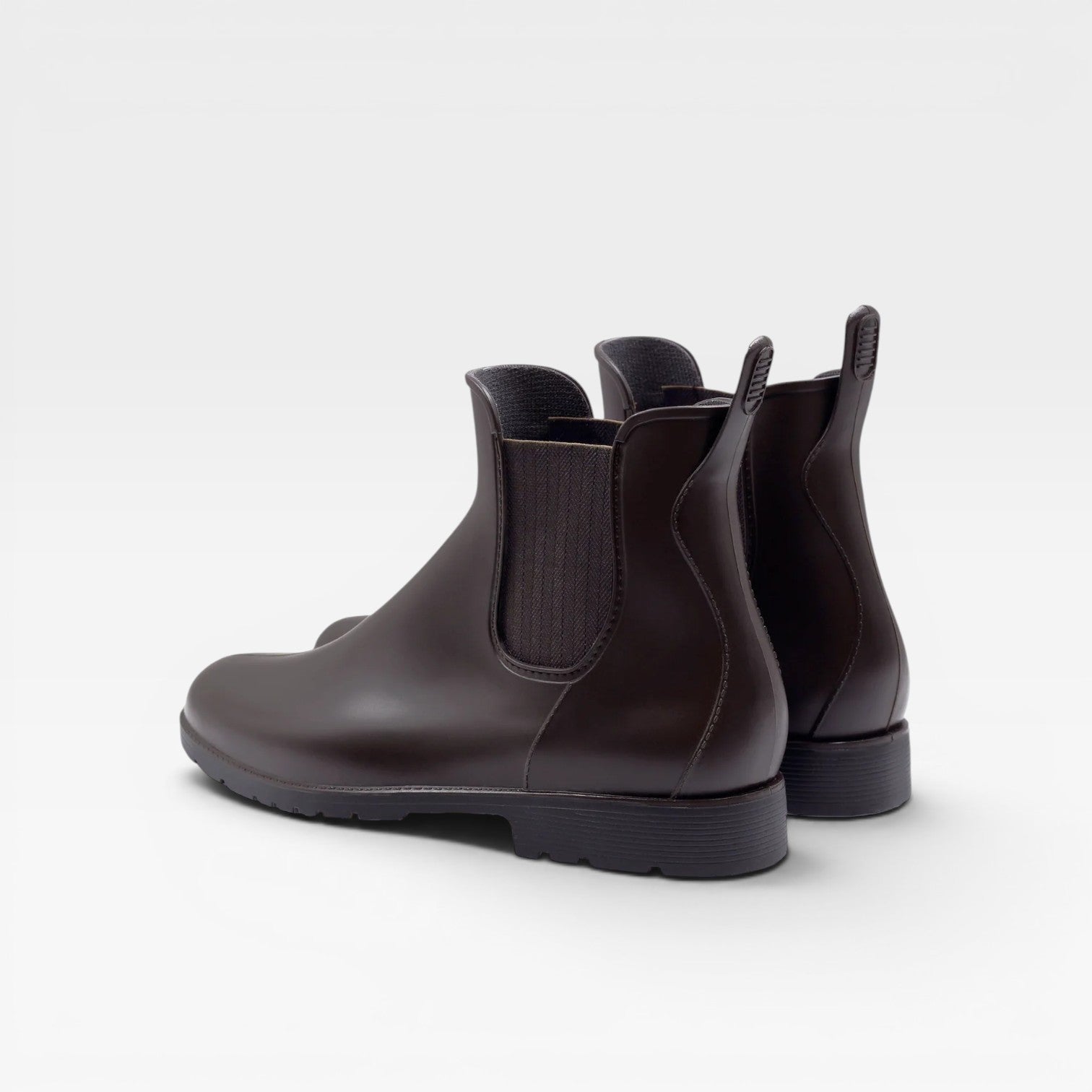 Waterproof Chelsea Rain Boots, Glossy Block Heel Style
