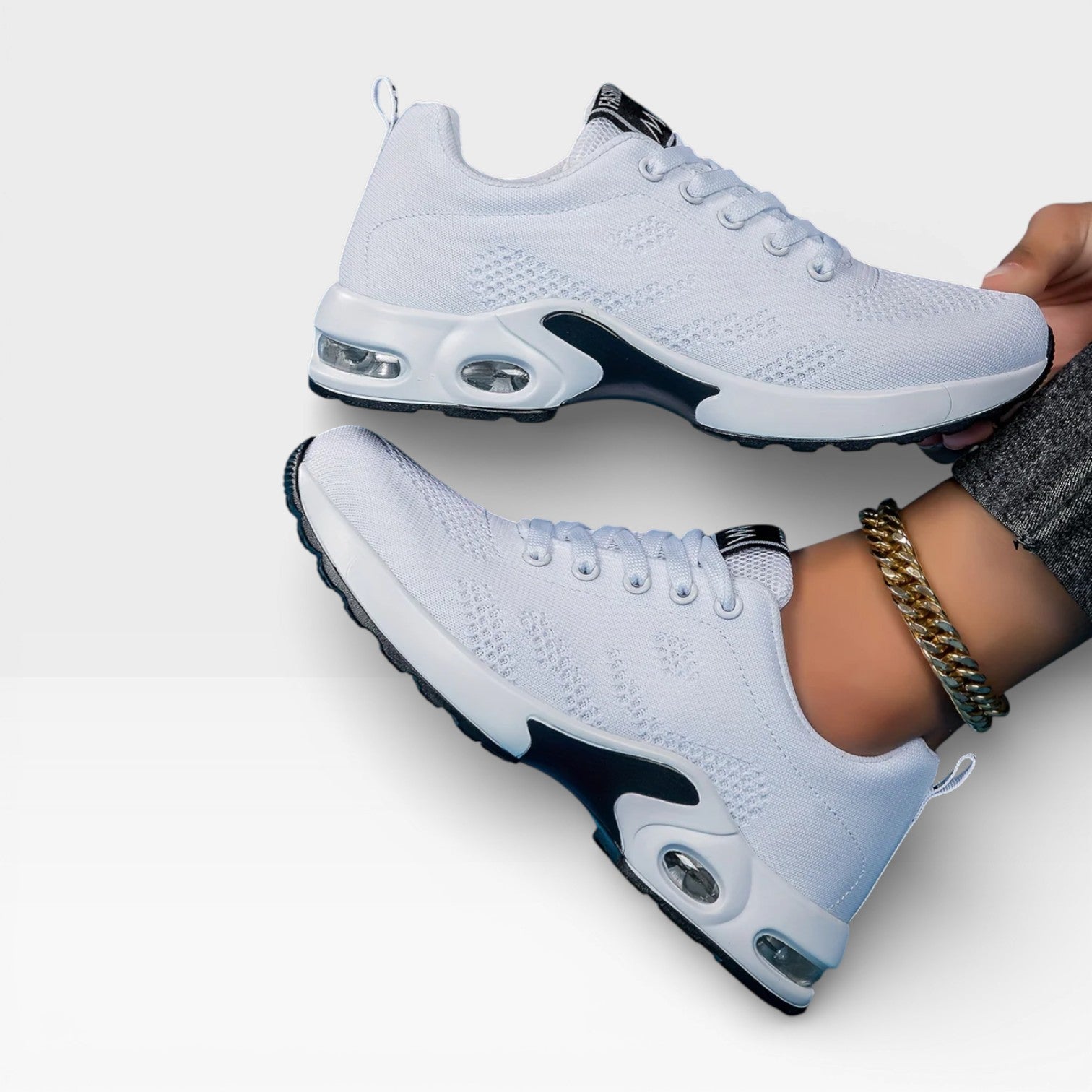 Breathable Mesh Trainers, Lace Up Cushioned Walking
