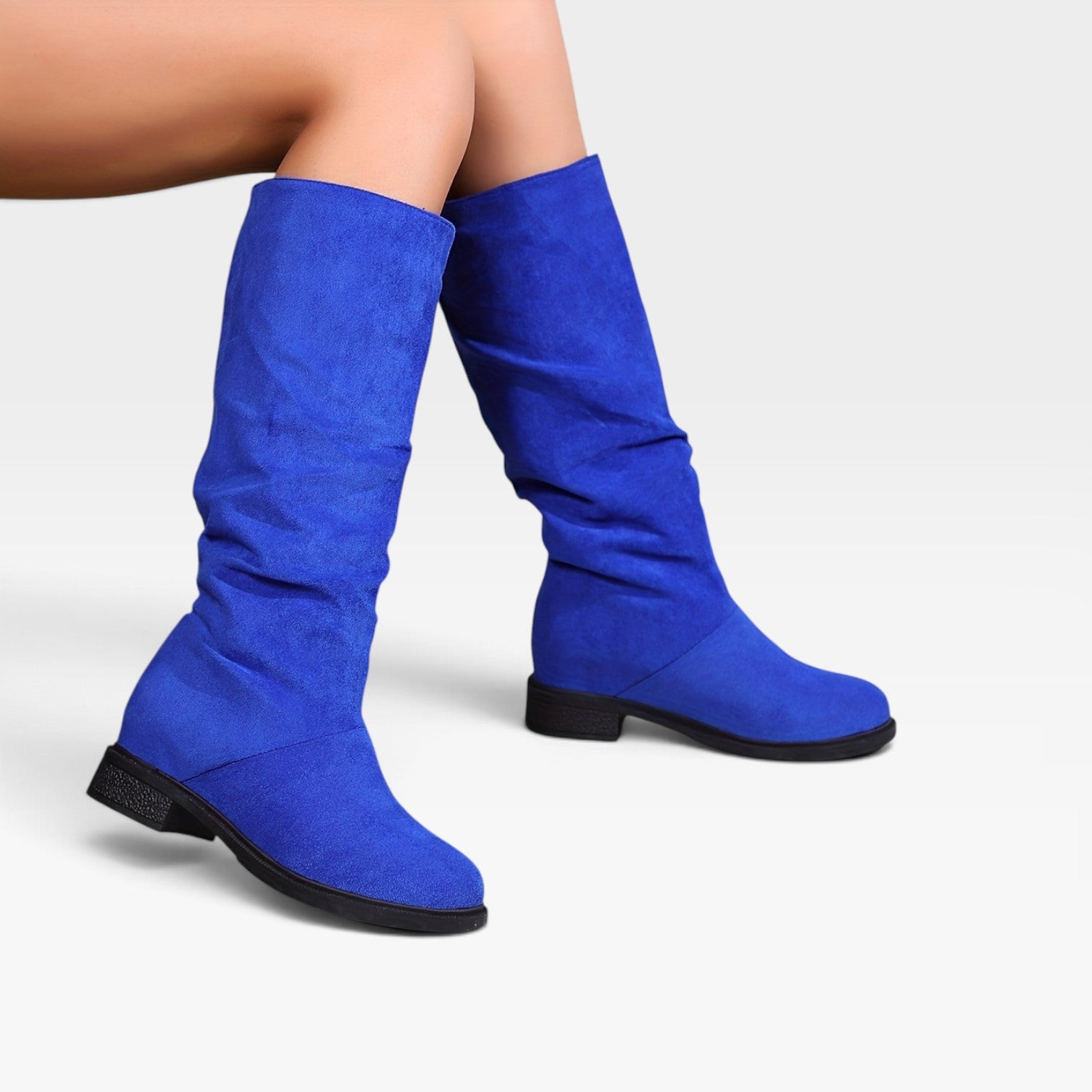 Soft Suede Knee High Boots, Slouchy Pull On Silhouette