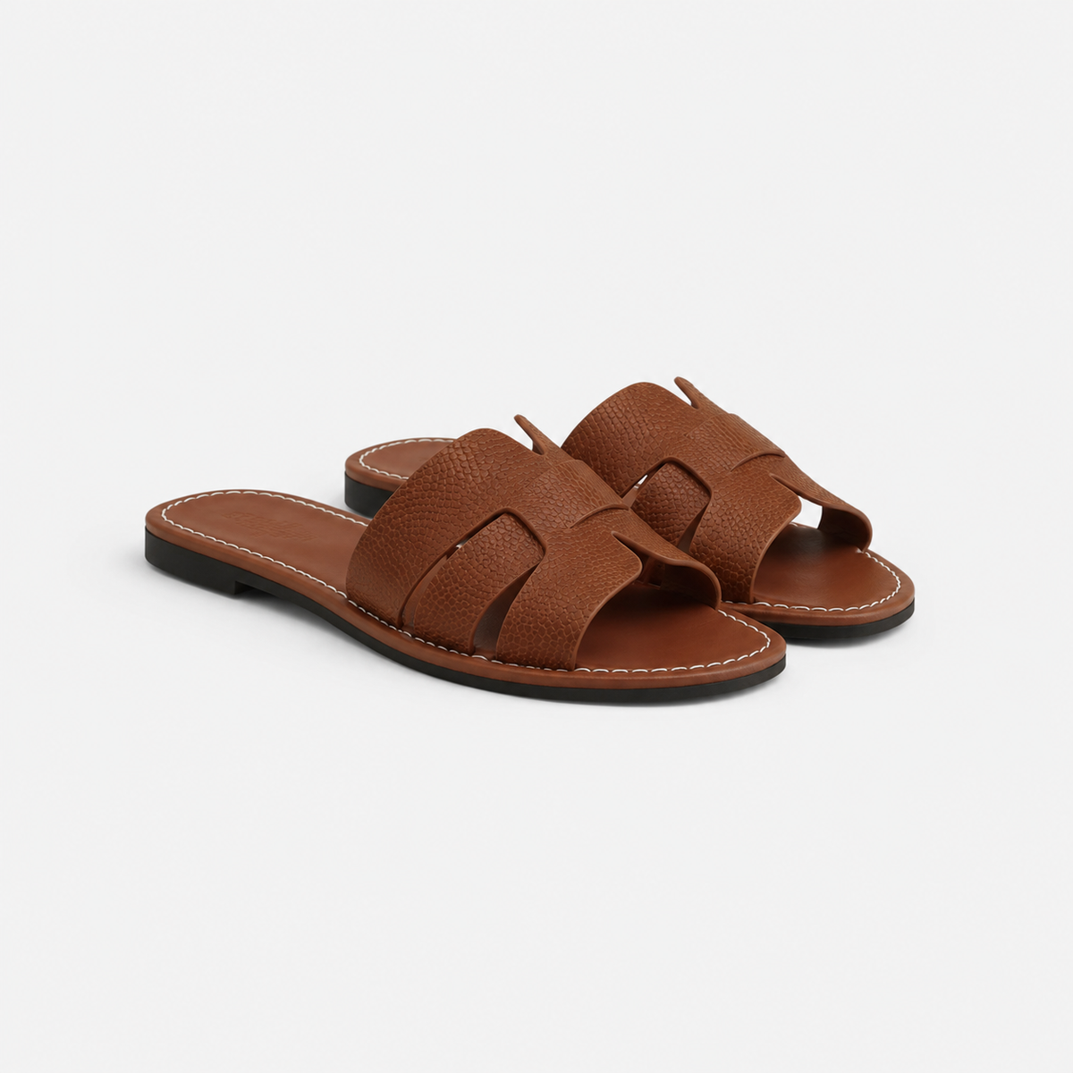 Cushioned Leather Slide Sandals, Minimalist Slip On