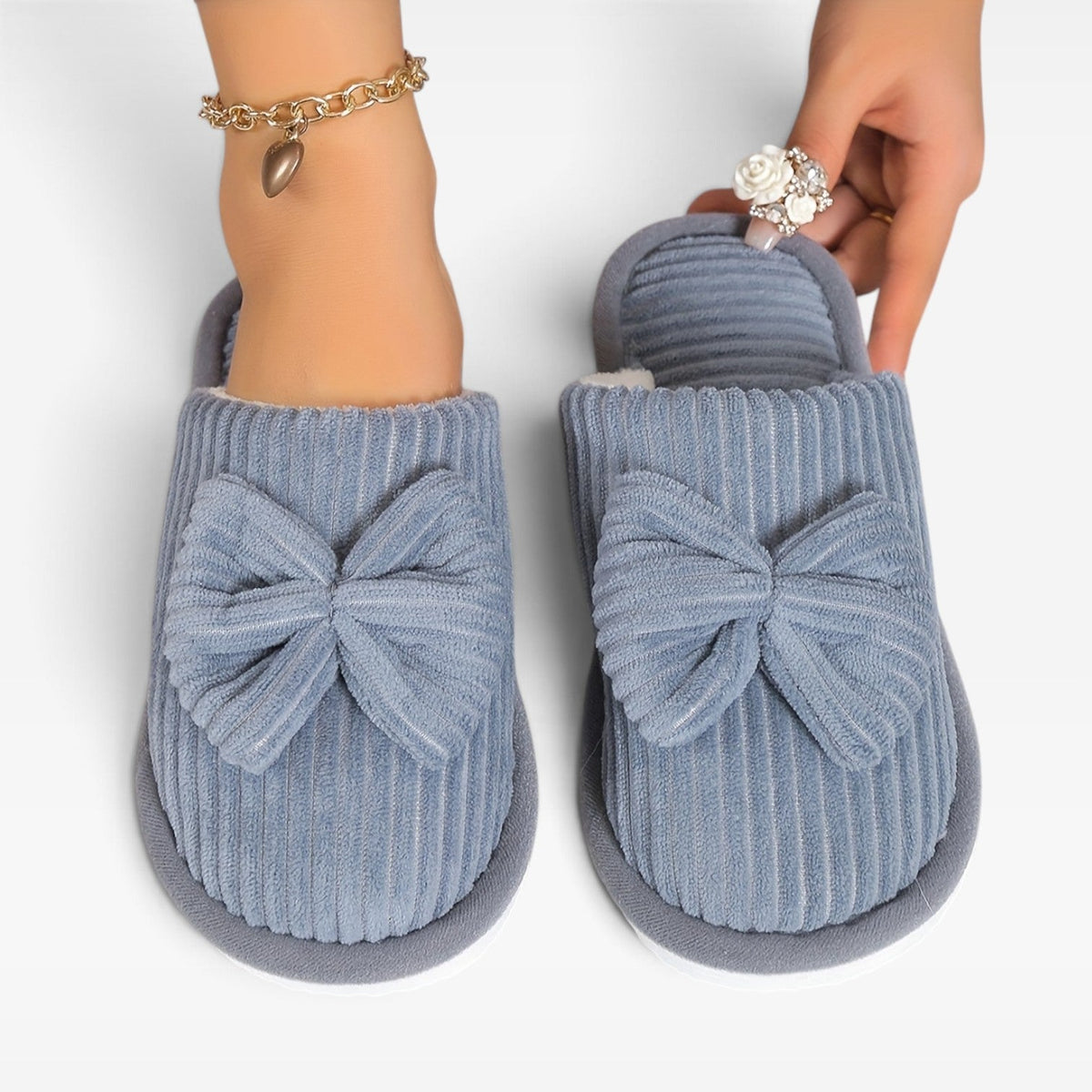 Fleece Lined House Slippers, Cushioned Slip On Shoe
