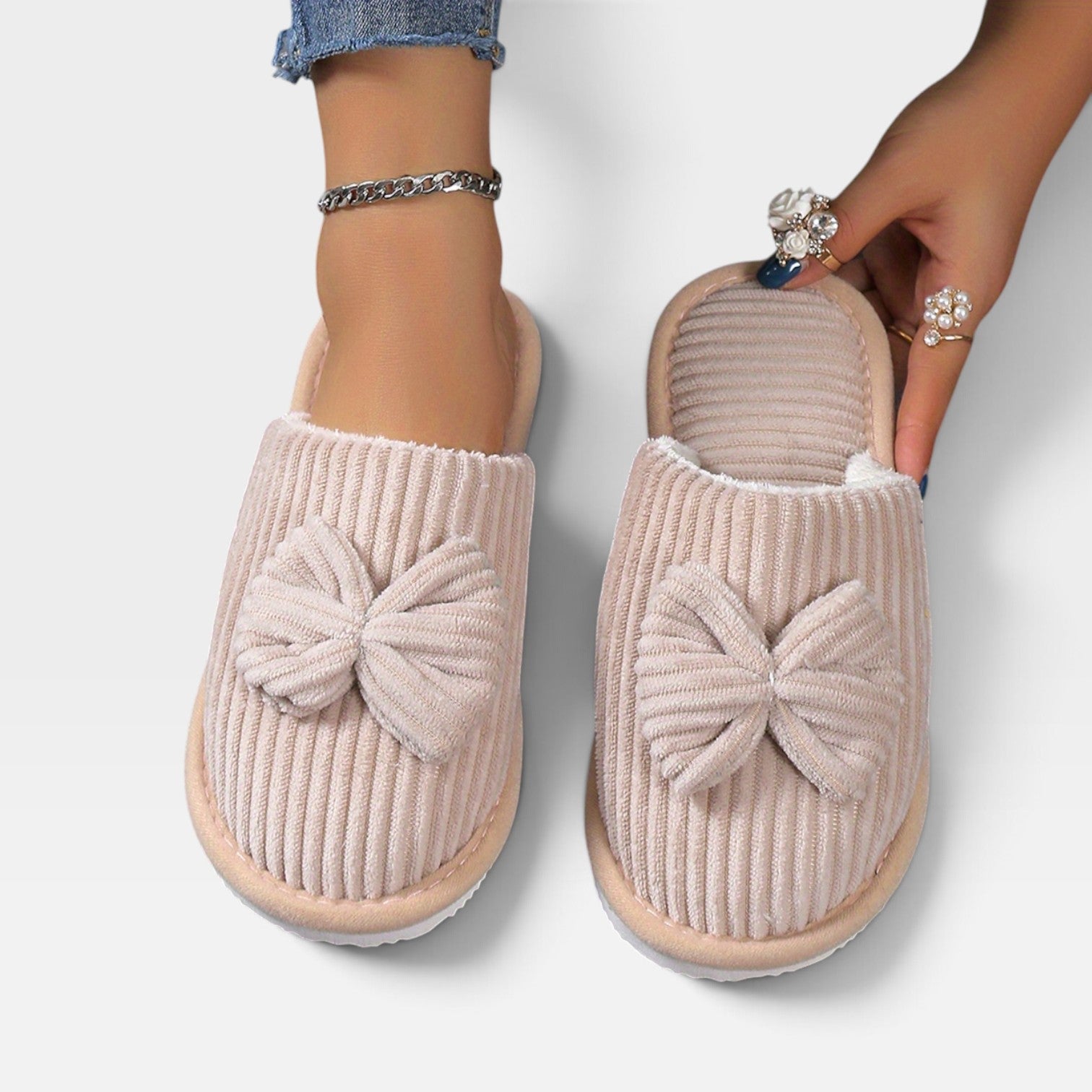 Fleece Lined House Slippers, Cushioned Slip On Shoe