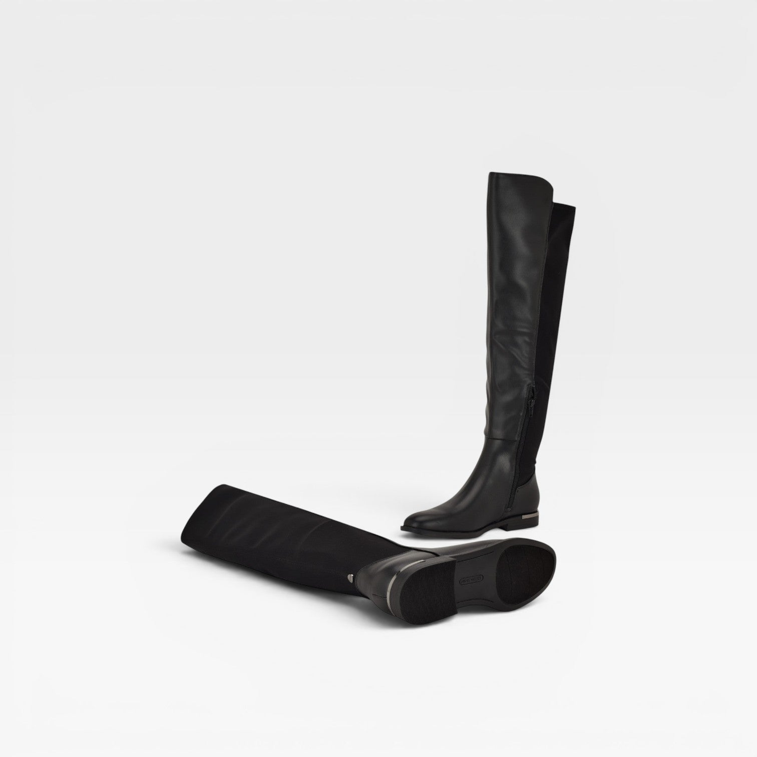 Over The Knee Boots, Flat Almond Toe Stretch Back Zip