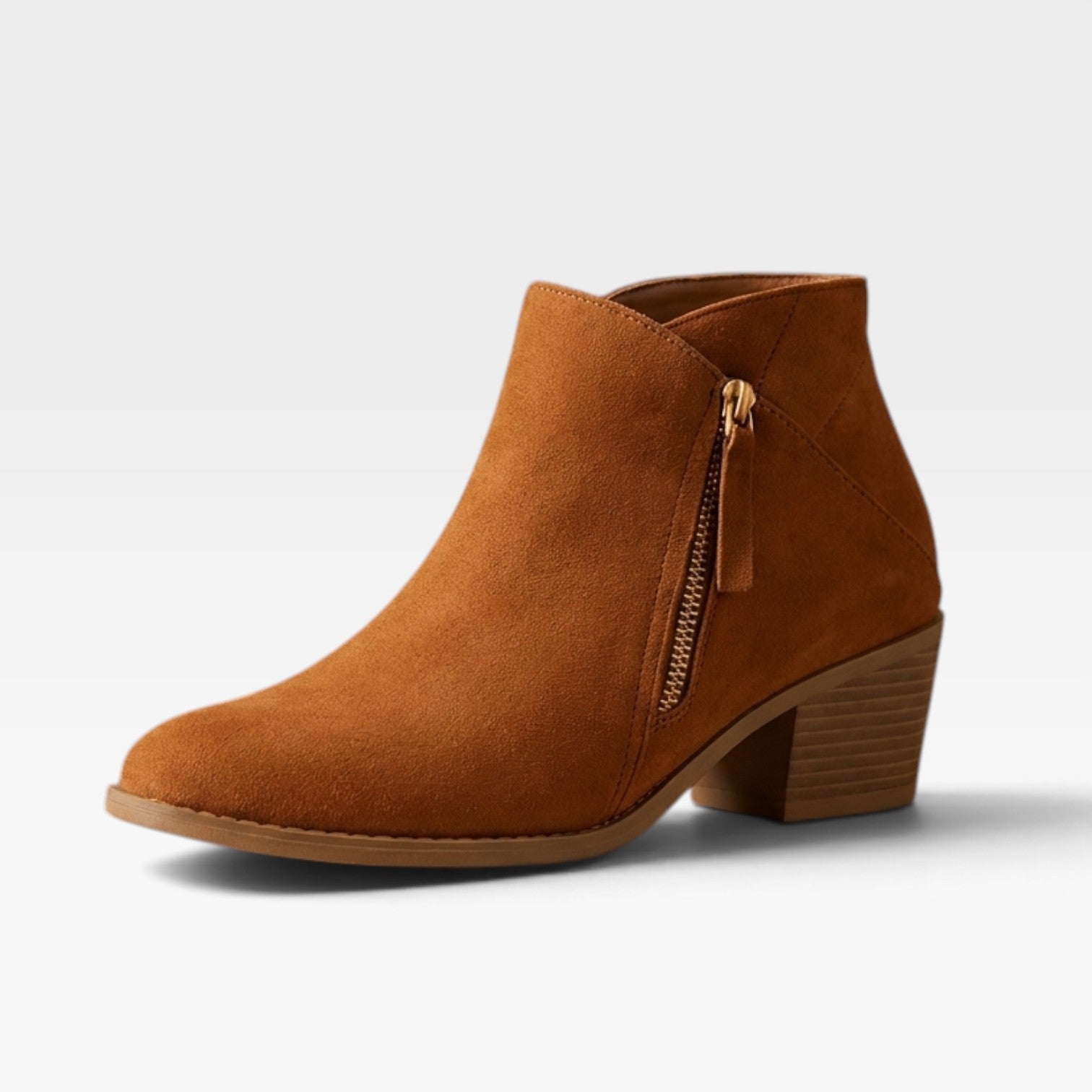Suede Effect Ankle Boots, Arch Support Insole Side Zip