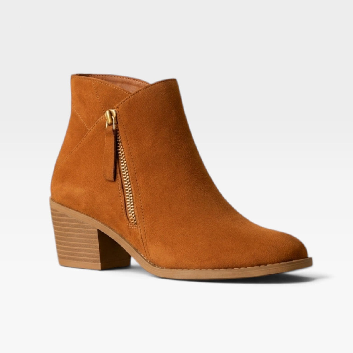 Suede Effect Ankle Boots, Arch Support Insole Side Zip