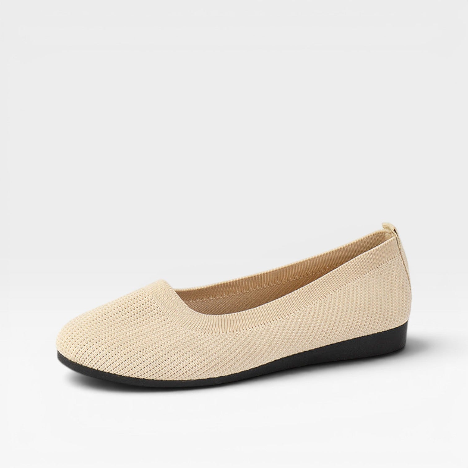 Knit Ballet Flats, Cushioned Round Toe Slip On Shoes