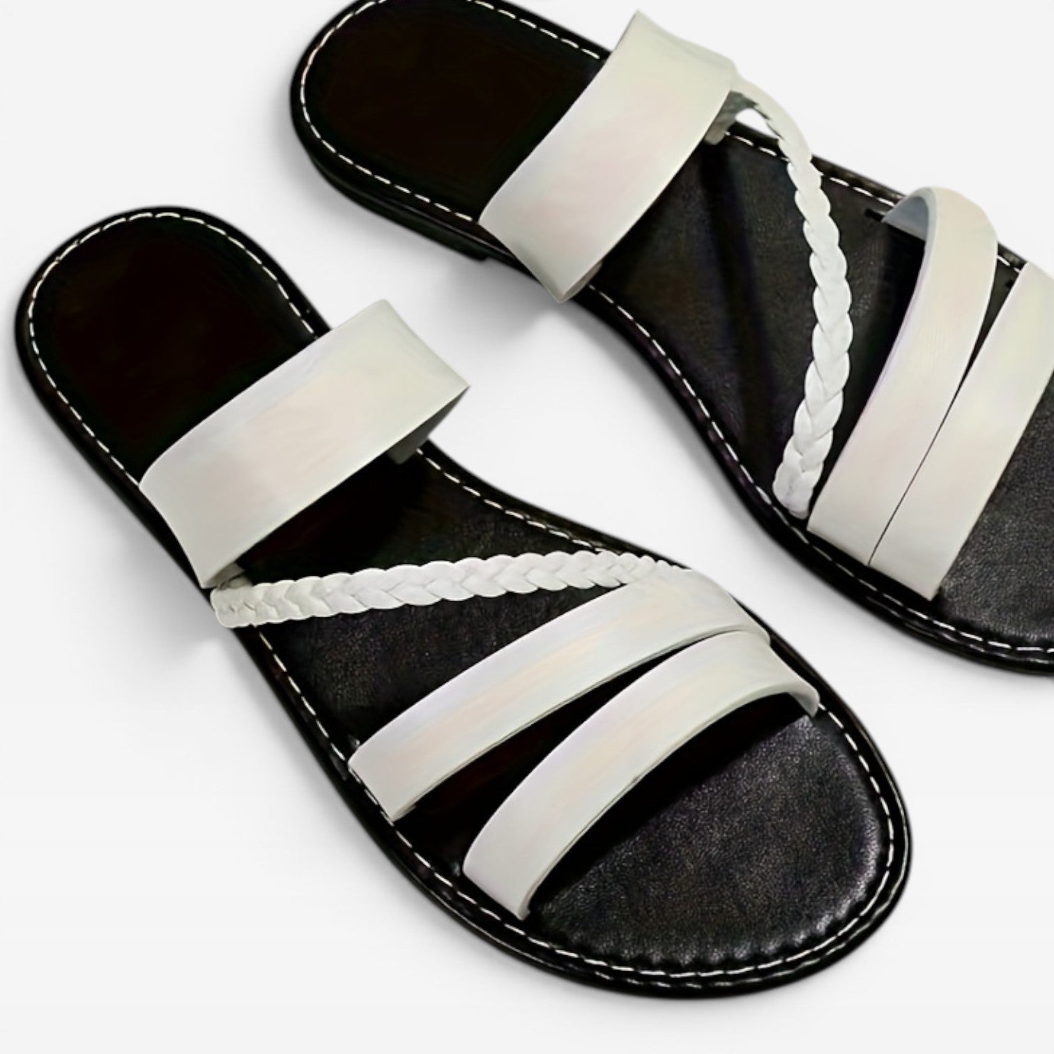 Braided Woven Slide Sandals, Open Toe Flat Summer Shoes