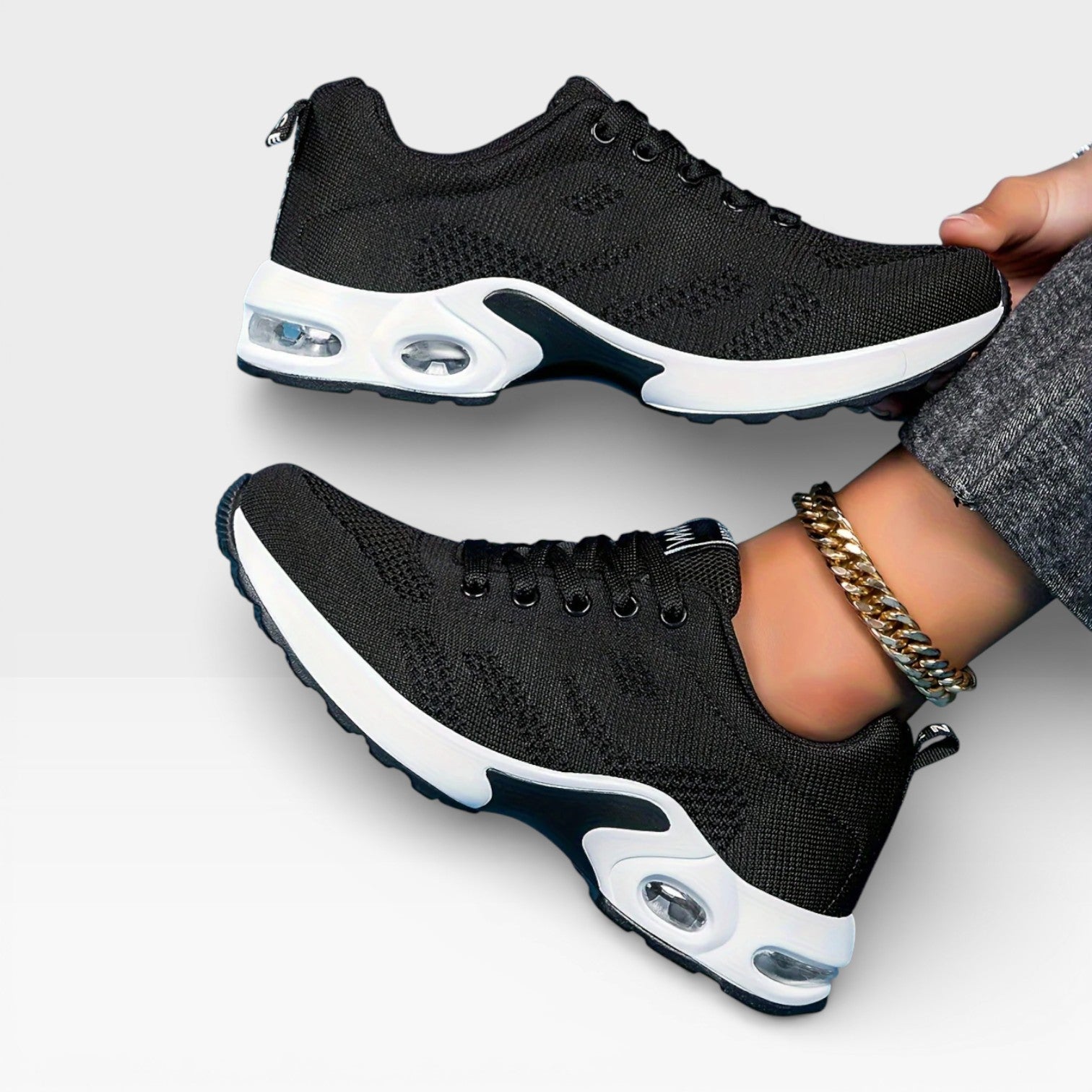 Breathable Mesh Trainers, Lace Up Cushioned Walking