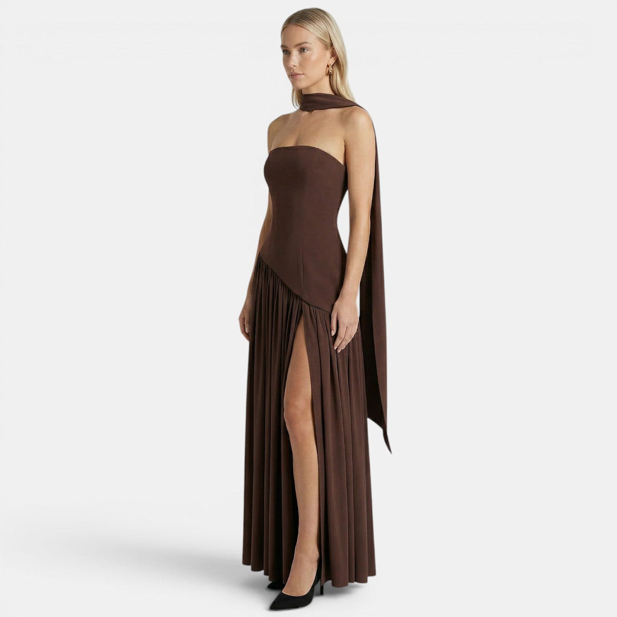 Strapless Maxi Dress, Flowing Lightweight Summer Gown
