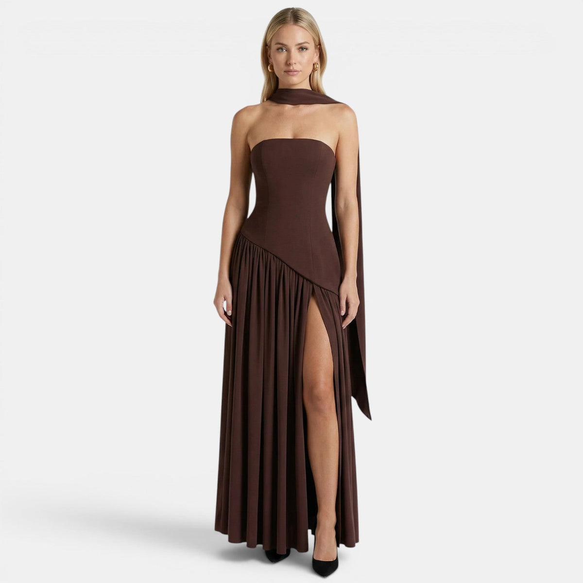 Strapless Maxi Dress, Flowing Lightweight Summer Gown