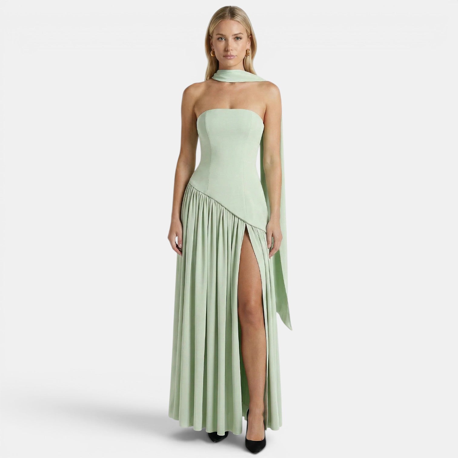 Strapless Maxi Dress, Flowing Lightweight Summer Gown