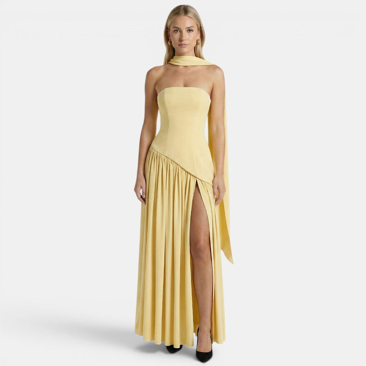 Strapless Maxi Dress, Flowing Lightweight Summer Gown