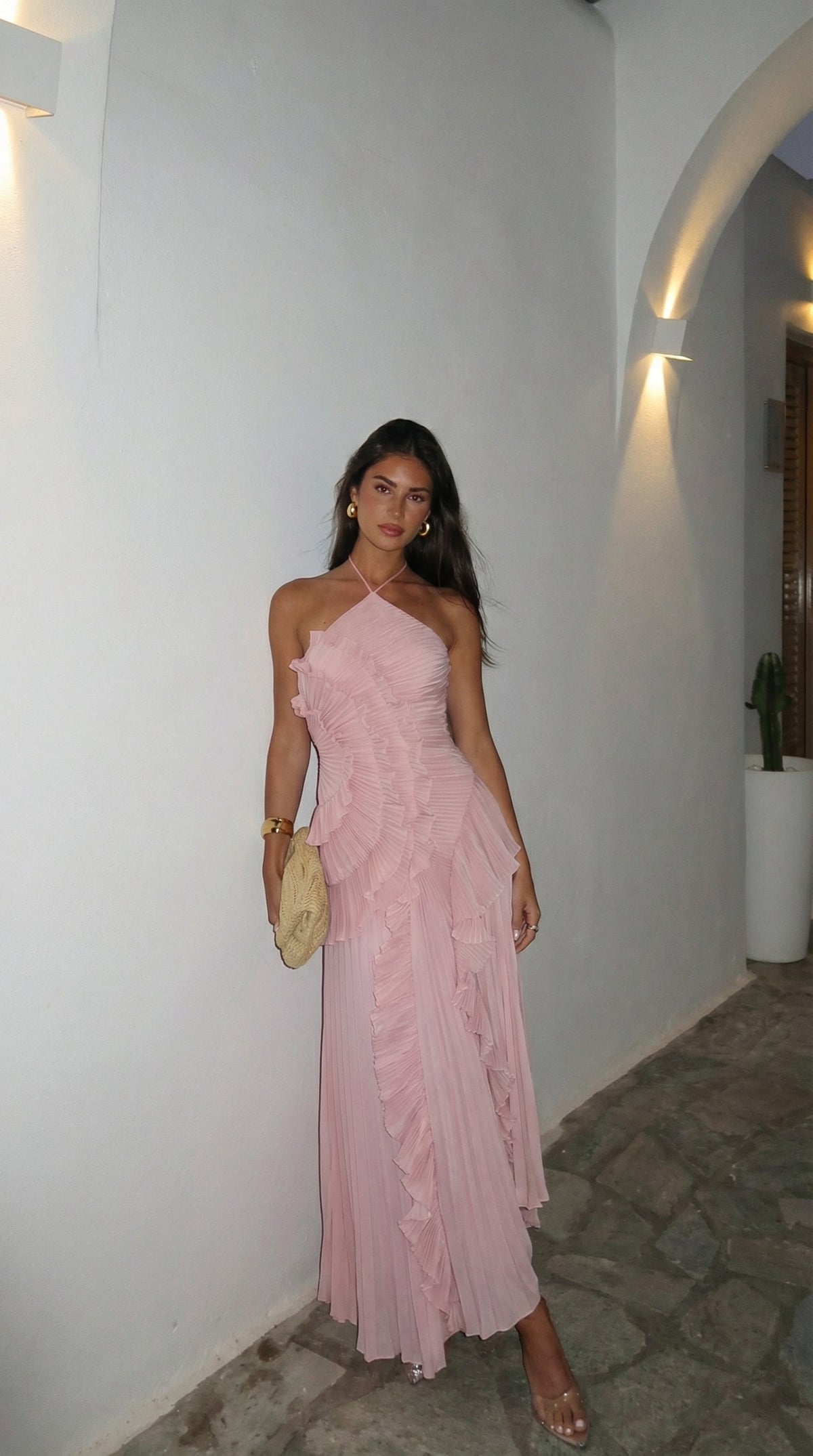 Ivy Halter Ruffled Maxi Dress