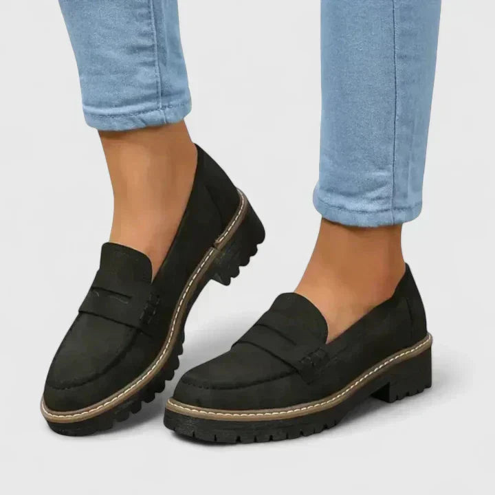 Suede Look Loafers, Flexible Slip-On Walking Shoes