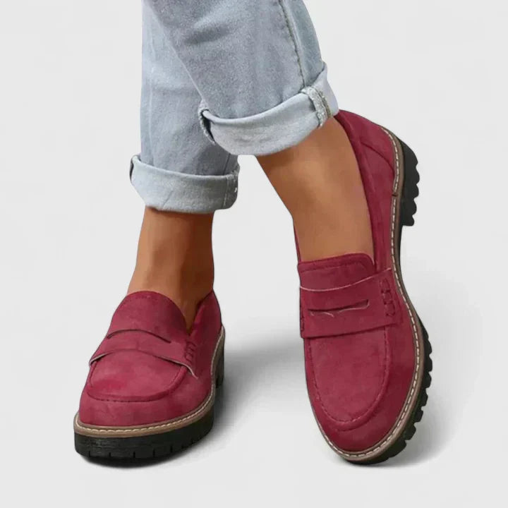 Suede Look Loafers, Flexible Slip-On Walking Shoes