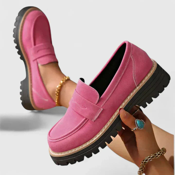 Suede Look Loafers, Flexible Slip-On Walking Shoes