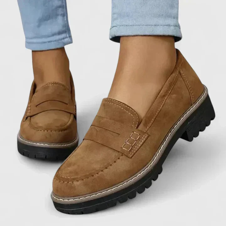 Suede Look Loafers, Flexible Slip-On Walking Shoes