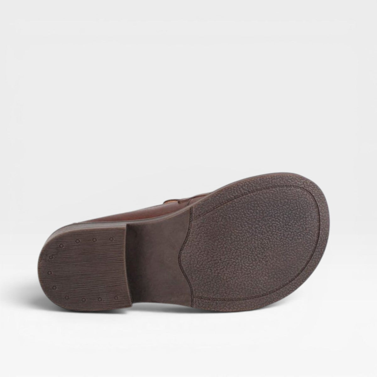 Genuine Leather Penny Loafers, Round Toe Slip On Flats