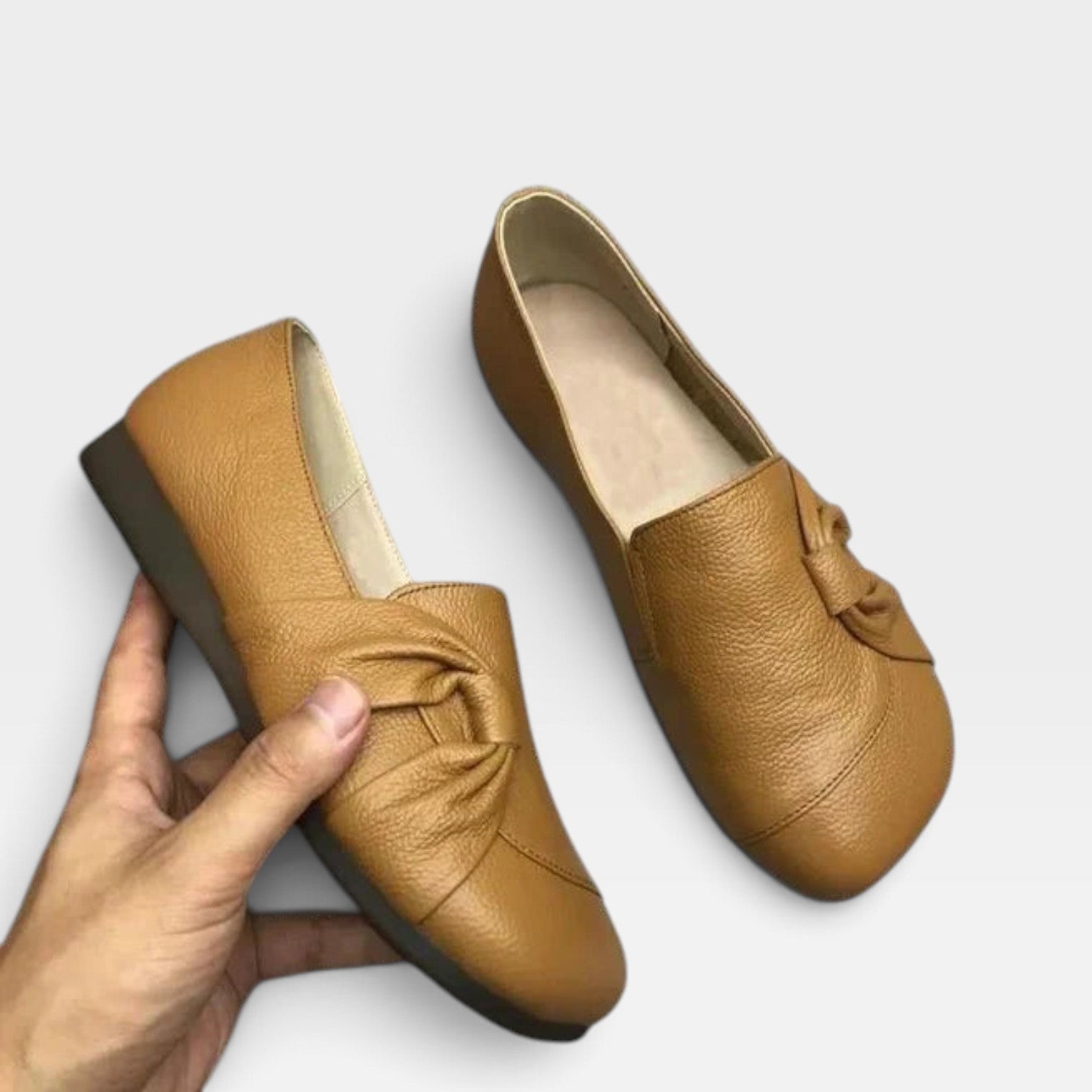 Leather Comfort Loafers, Cushioned Slip On Wedge Sole