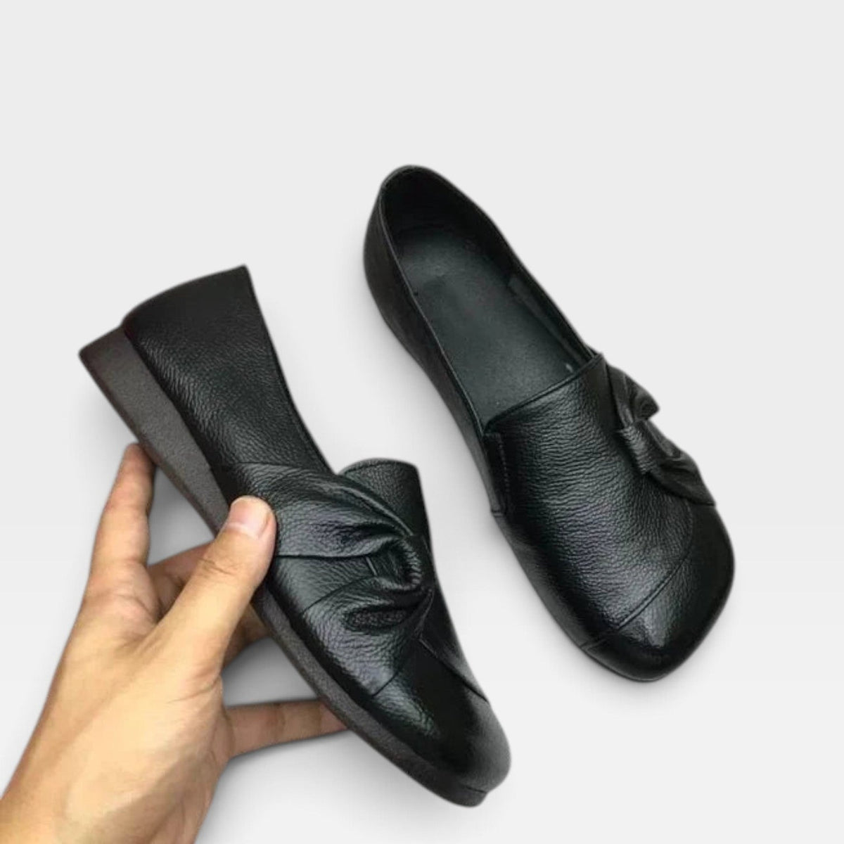 Leather Comfort Loafers, Cushioned Slip On Wedge Sole