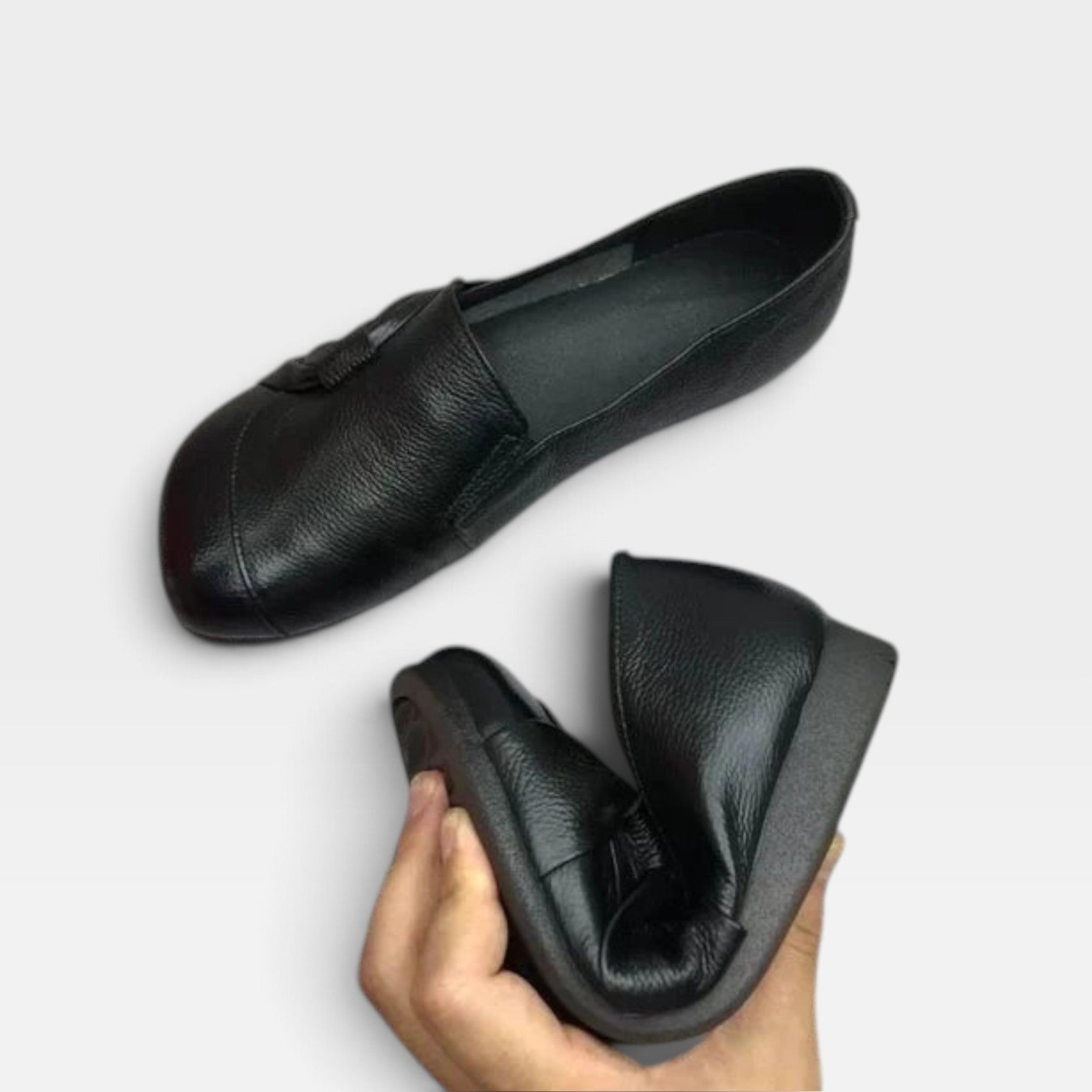 Leather Comfort Loafers, Cushioned Slip On Wedge Sole