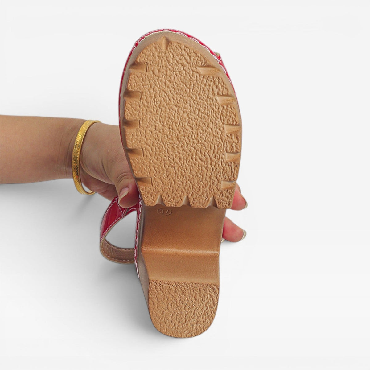 Chunky Platform Block Heel Sandals, Patent Peep Toe