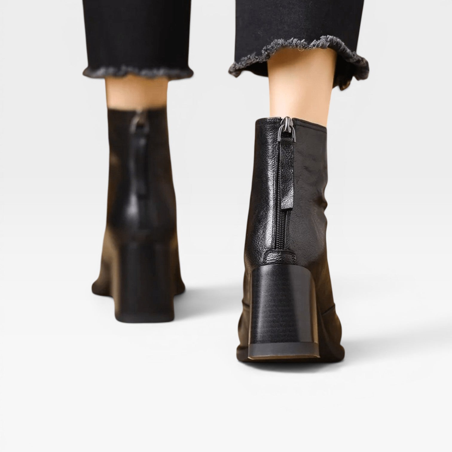 Glossy Ankle Boots, Square Toe Chunky Heel Pull On Pair