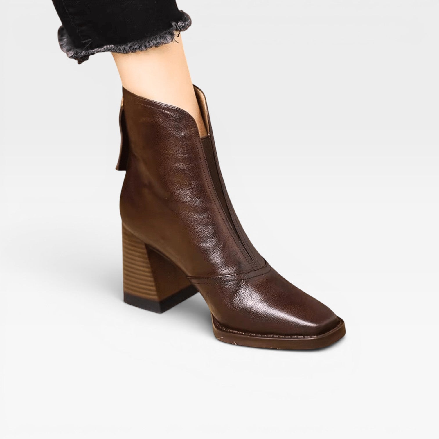 Glossy Ankle Boots, Square Toe Chunky Heel Pull On Pair