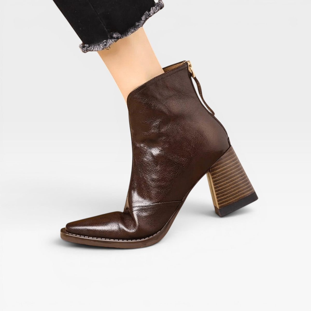 Glossy Ankle Boots, Square Toe Chunky Heel Pull On Pair