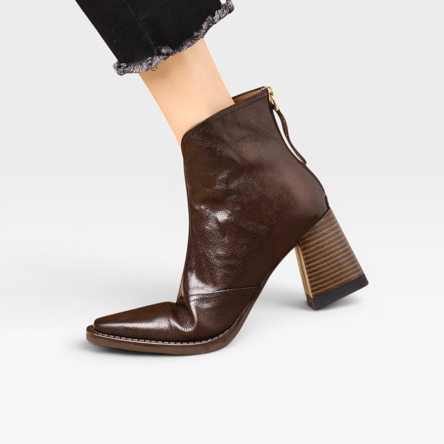 Glossy Ankle Boots, Square Toe Chunky Heel Pull On Pair