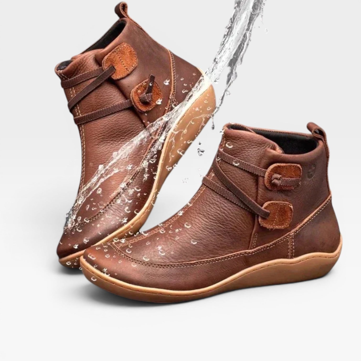 Waterproof Ankle Boots, Toggle Strap Cushioned Wedge