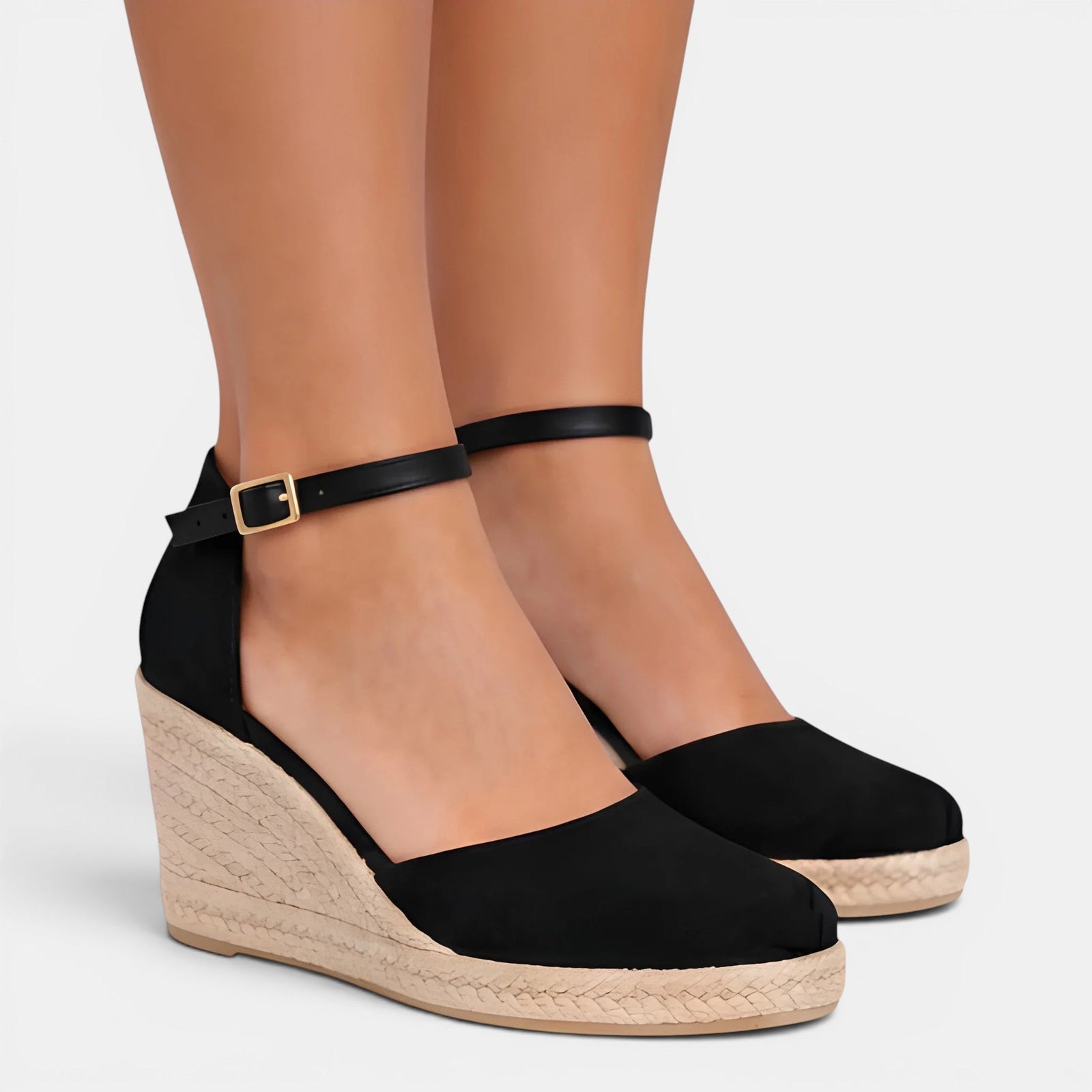 Closed Toe Wedge Sandals, Adjustable Ankle Strap Heel